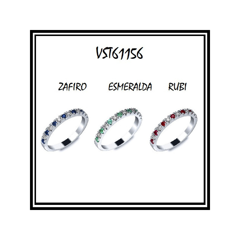 VST61156.-Sortija Brillantes con Zafrio-Esmeralda-rubí